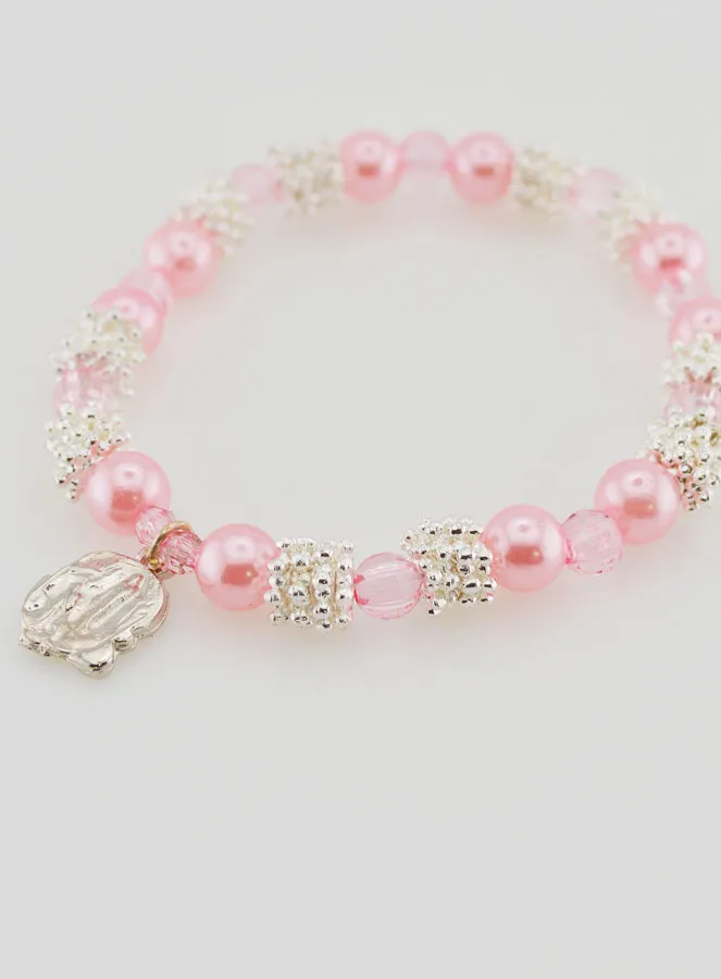 Medals of Lourdes Religious Bracelet - Pink Beads (pic 4)