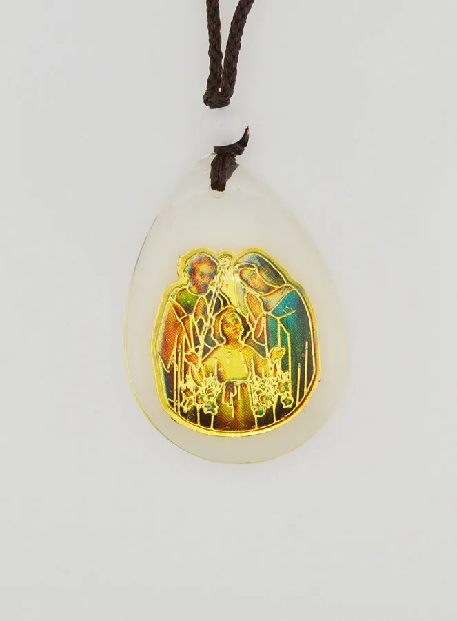 Glass Drop Medal - Holy Family - on Cordon (pic 4)