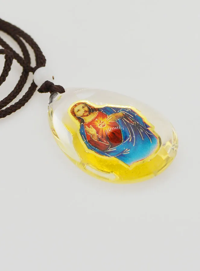 Glass Drop Medal - Sacred Heart of Jesus - on Cordon (pic 3)