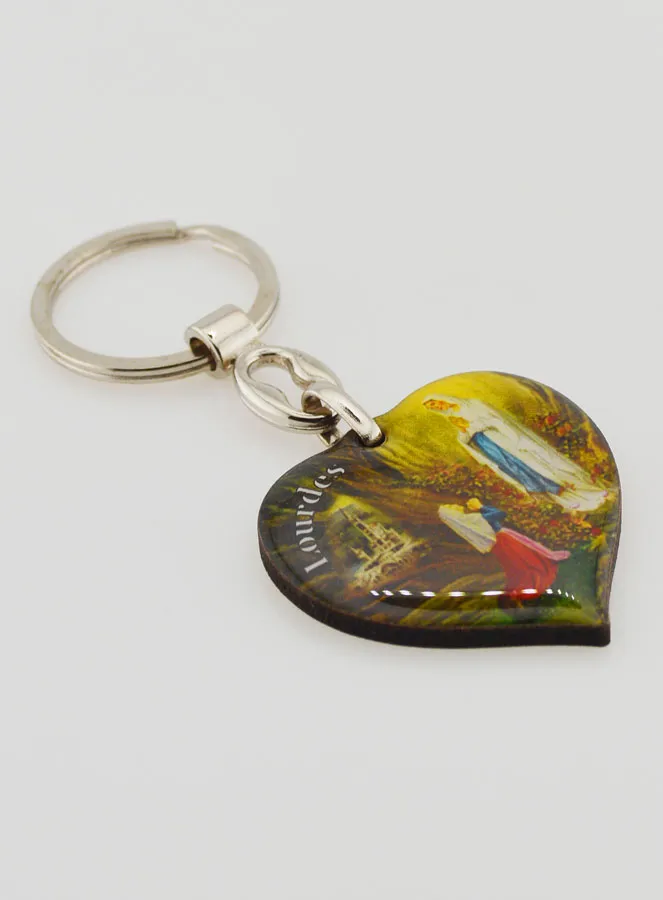 Our Lady of Lourdes Heart Key Ring - 4 cm (pic 3)