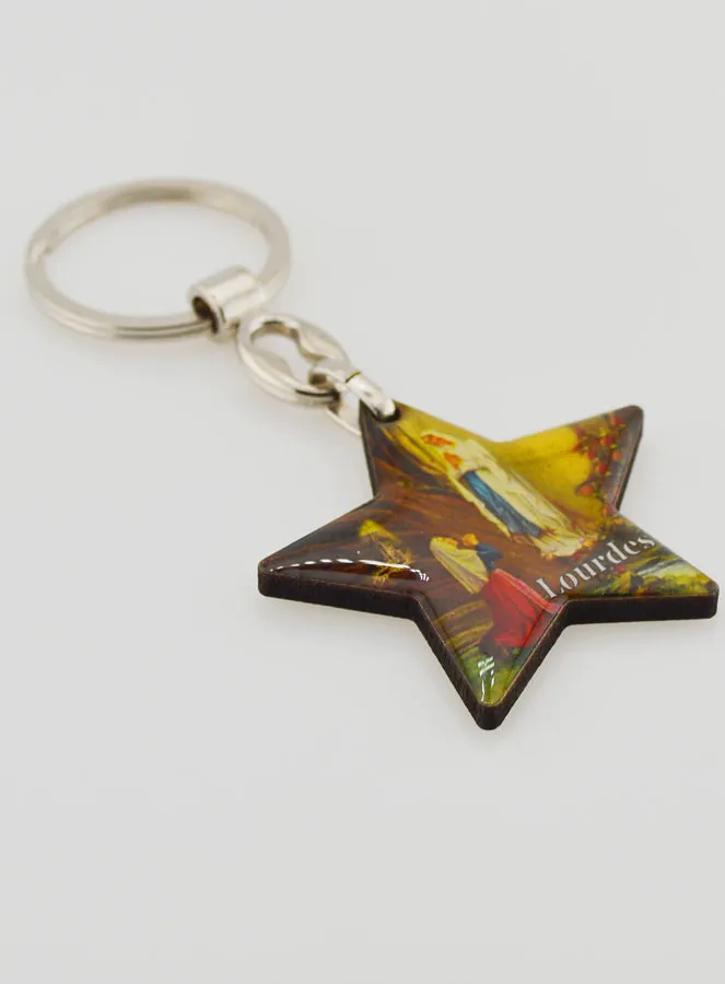 Our Lady of Lourdes Star Key Ring - 4 cm (pic 3)