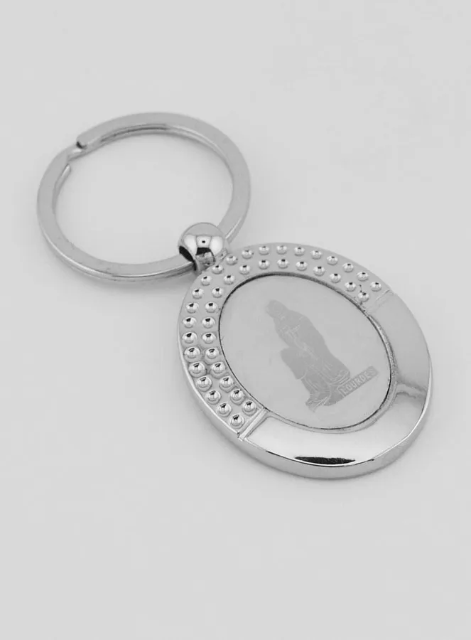 Our Lady of Lourdes Silver Key Chain - 4 cm (pic 3)