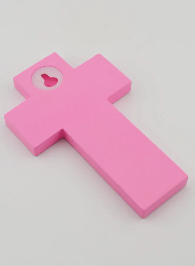 Holy Spirit Dove Child Pink Wood Cross - 12 cm (pic 4)