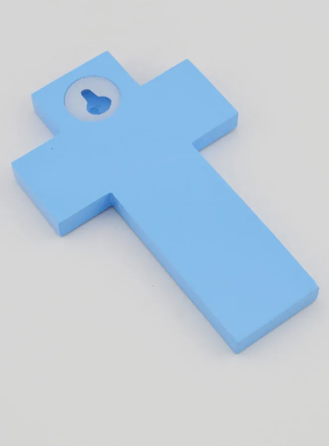 Holy Spirit Dove Child Blue Wood Cross - 12 cm (pic 4)