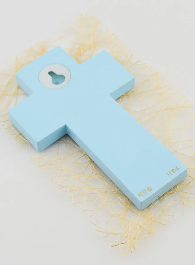 Little Sheep Child Blue Wood Cross - 12 cm (pic 4)