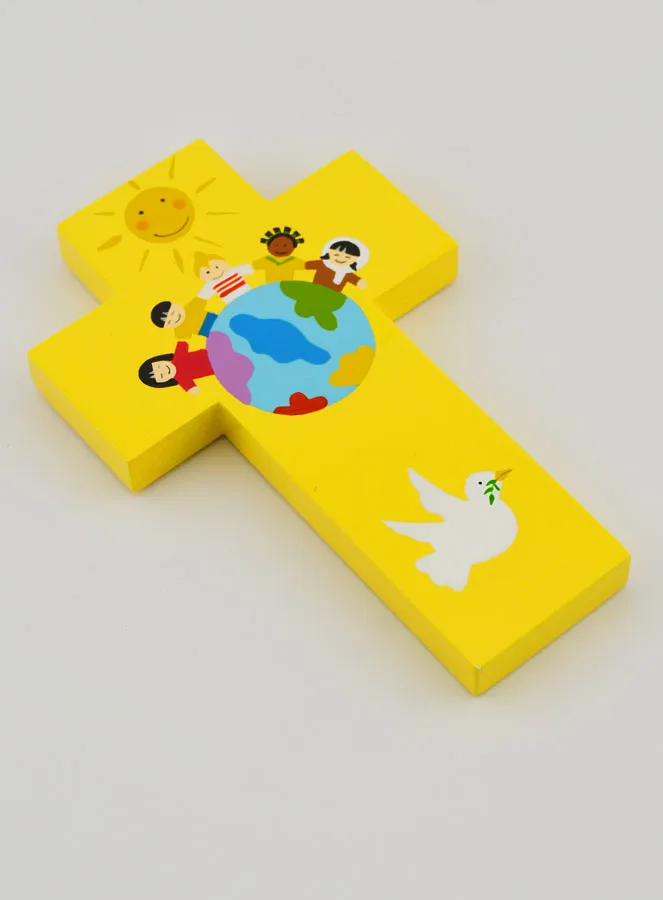 Children of the World Yellow Wood Cross - 12 cm (pic 3)