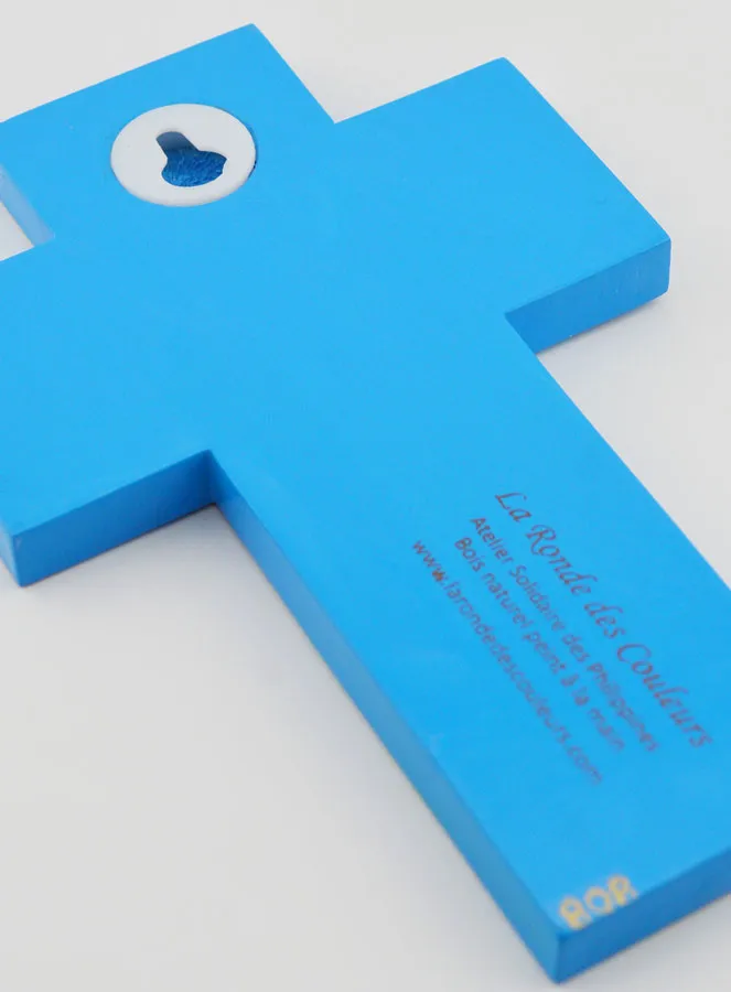 Church, Butterflies & Rainbow Child Wood Cross - 15 cm (pic 4)