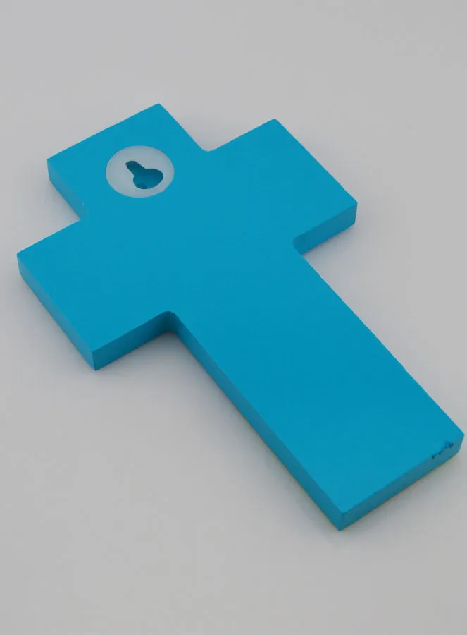 Holy Spirit Dove & Church Child Wood Cross - Blue (pic 4)