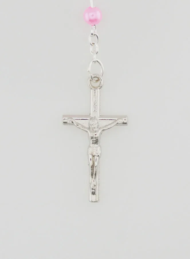 Lourdes Rosary with Pink Mother-of-Pearl Beads and a Clasp (pic 3)