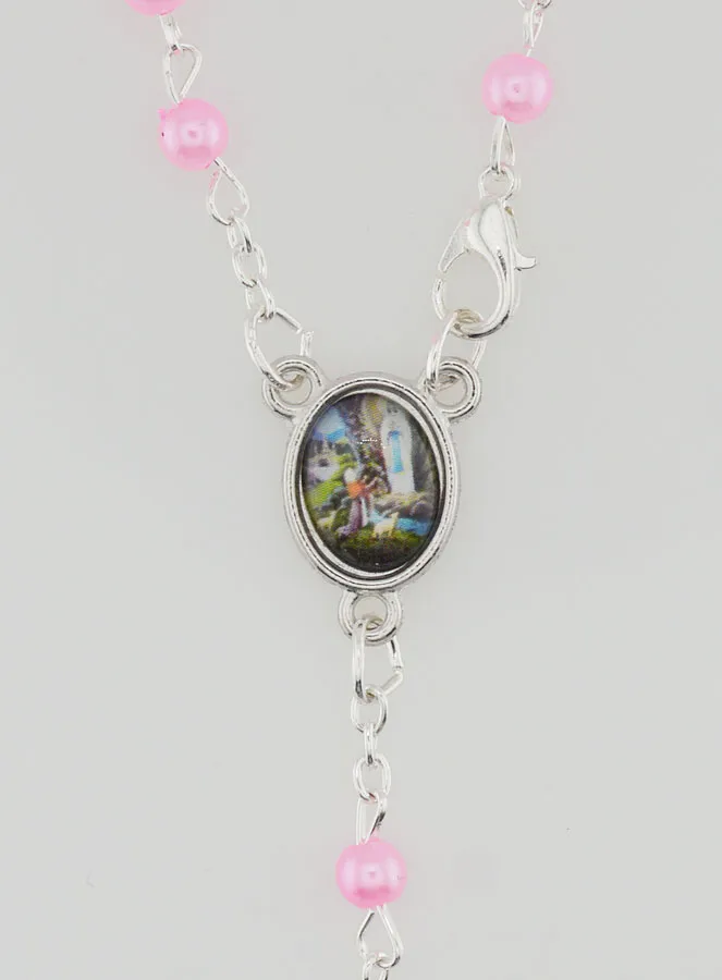 Lourdes Rosary with Pink Mother-of-Pearl Beads and a Clasp (pic 4)