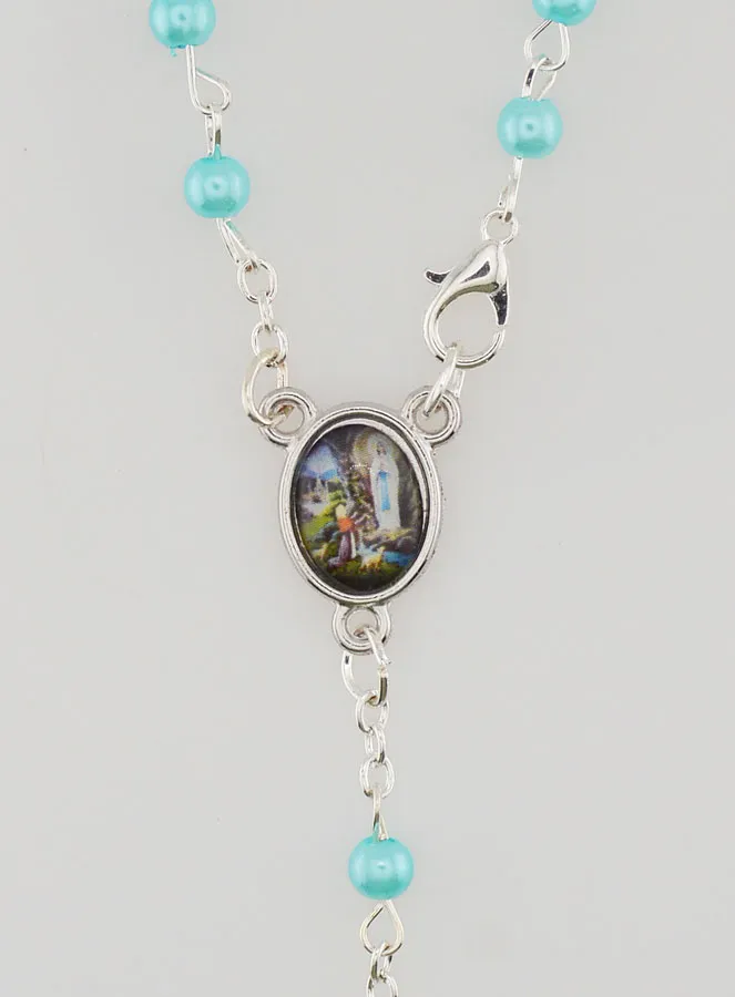 Lourdes Rosary with Blue Mother of Pearl Beads and a Clasp (pic 4)