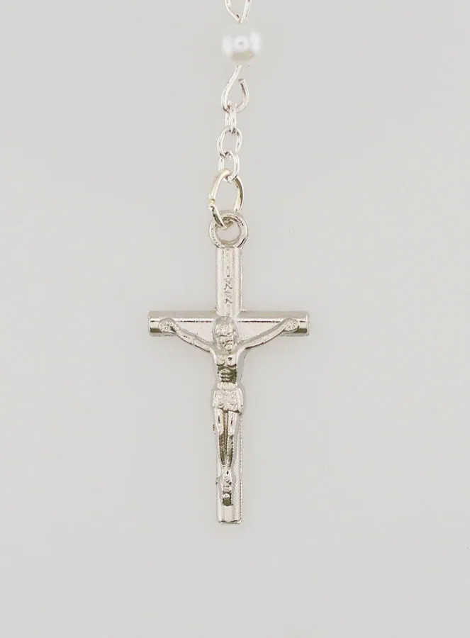 Lourdes Rosary with Pearlescent White Pearls and Clasp (pic 3)