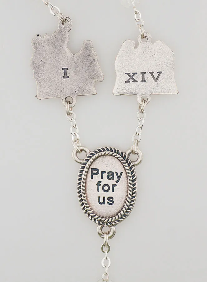 Stations of the Cross Lourdes Rosary with Crystal Pearls -70cm (pic 3)