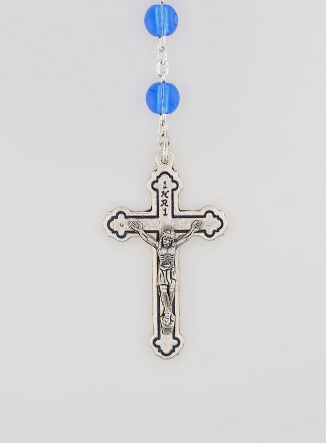 Stations of the Cross Lourdes Rosary with Blue Crystal Pearls (pic 3)