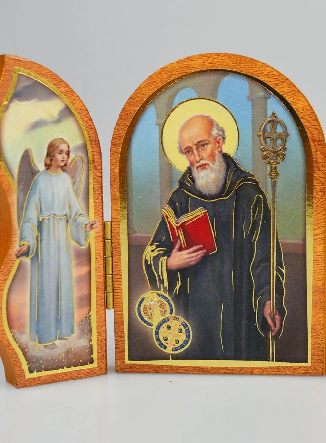 Triptych Icon Saint Benedict - 12 cm (pic 4)
