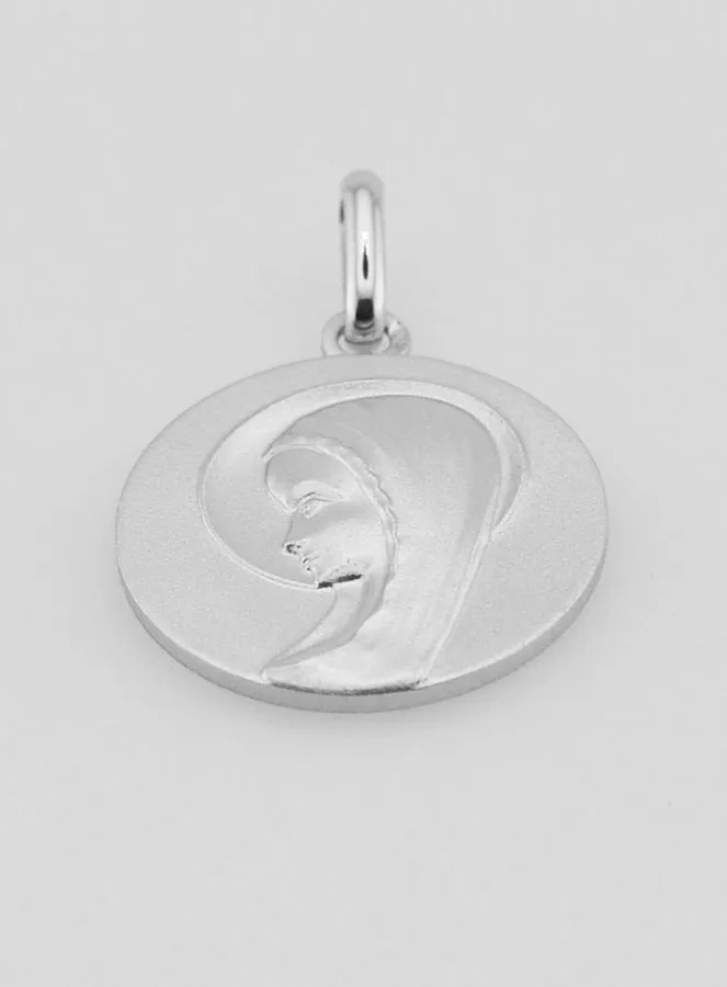 Solid Silver Medal Virgin Mary with Halo Veil - 1,8 cm (pic 2)