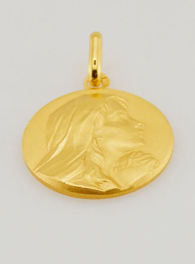 Virgin Mary in Prayer Medal - Gold Plated - 1,8 cm (pic 2)