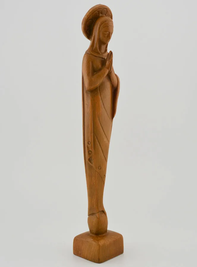 Our Lady of Prayer Statue - Wood Tone - 24 cm (pic 3)