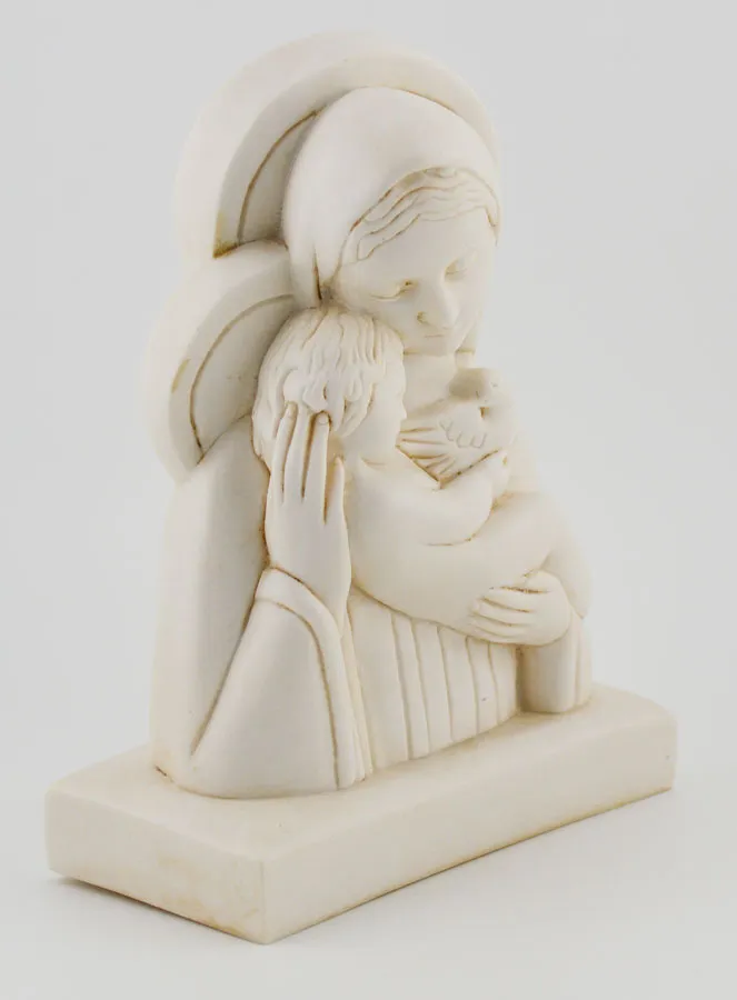 Virgin with Baby Statue - Ivory Look - 15 cm (pic 3)