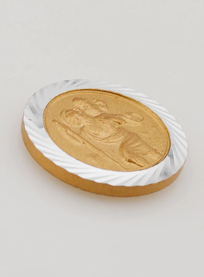 Saint Christopher Golden & Silvery Car Badge - 3,5 cm (pic 3)