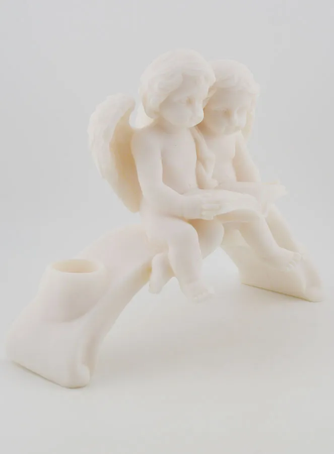 Angel Protector Alabaster Candlestick Statue - 18 cm (pic 3)