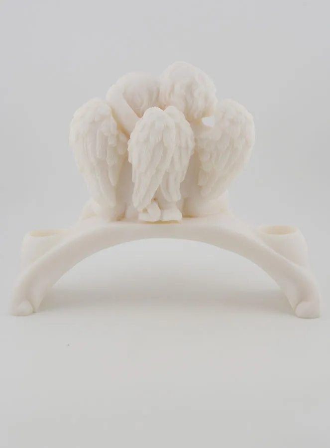 Angel Protector Alabaster Candlestick Statue - 18 cm (pic 4)