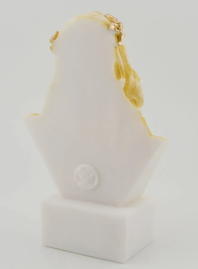 Sacred Heart of Jesus Christ Crowned with Thorns Alabaster Bust Statue - 14cm (pic 4)