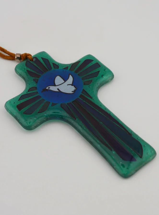Dove of Peace Glass Cross - 12 cm (pic 3)
