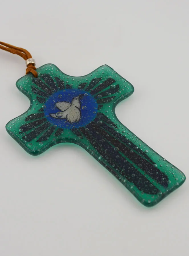 Dove of Peace Glass Cross - 12 cm (pic 4)