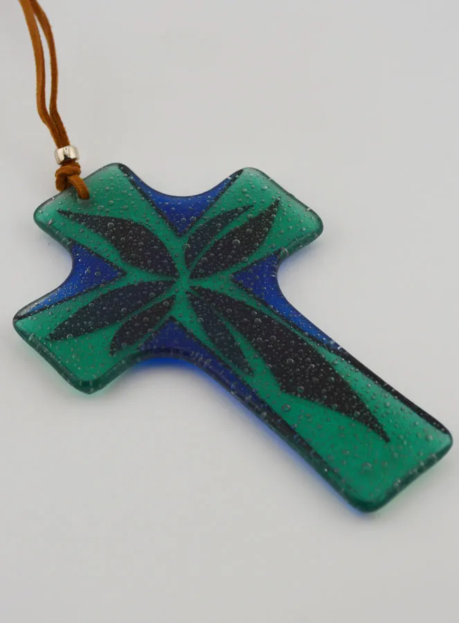 Handcrafted Glass Cross - 12 cm (pic 4)