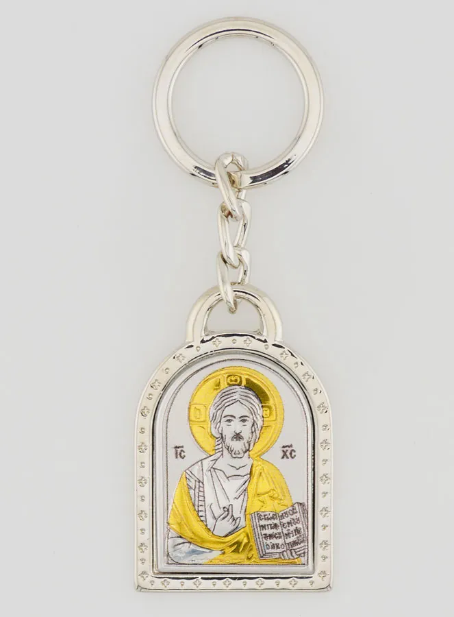 Christ Pantocrator Key Chain - Solid Silver - 5 cm (pic 1)