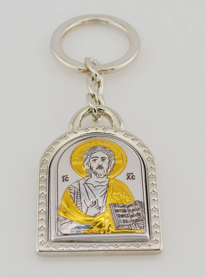 Christ Pantocrator Key Chain - Solid Silver - 5 cm (pic 2)