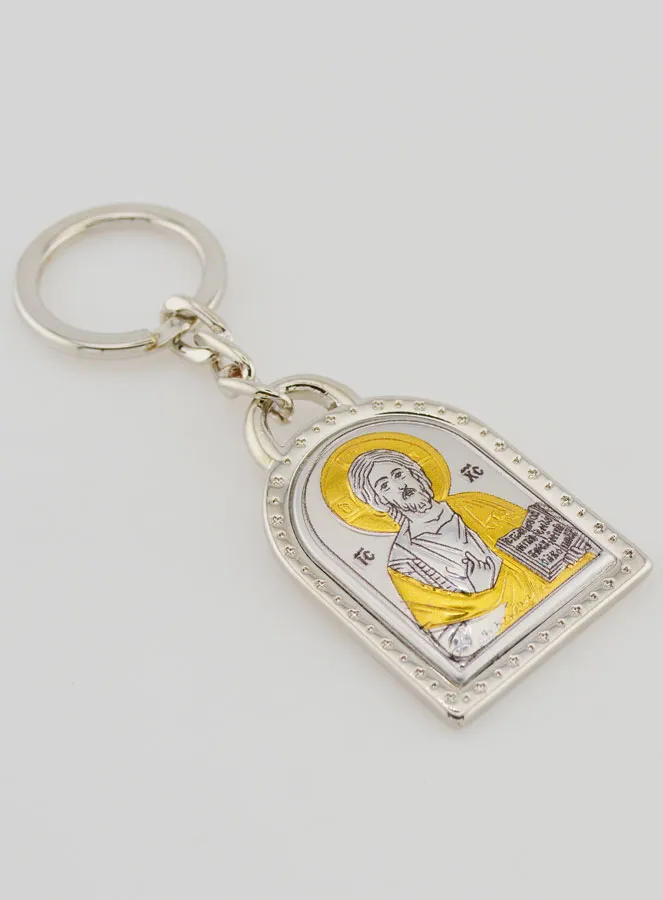 Christ Pantocrator Key Chain - Solid Silver - 5 cm (pic 3)