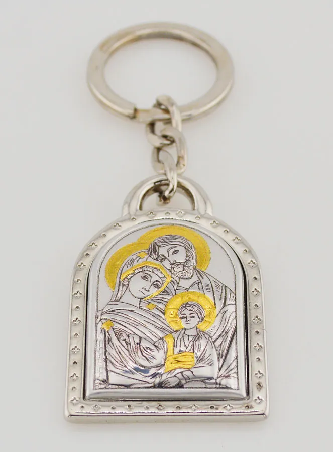 Holy Family Orthodox Key Chain - Solid Silver - 5 cm (pic 2)