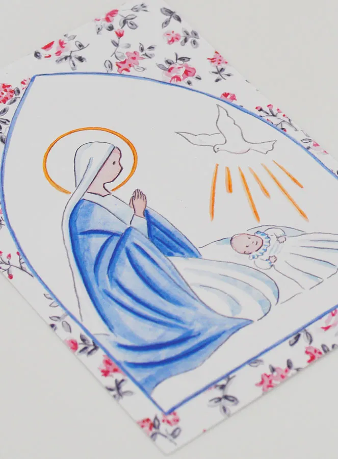 Baptism Card - Holy Virgin Mary with Dove (pic 3)