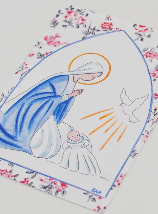 Baptism Card - Holy Virgin Mary with Dove (pic 4)