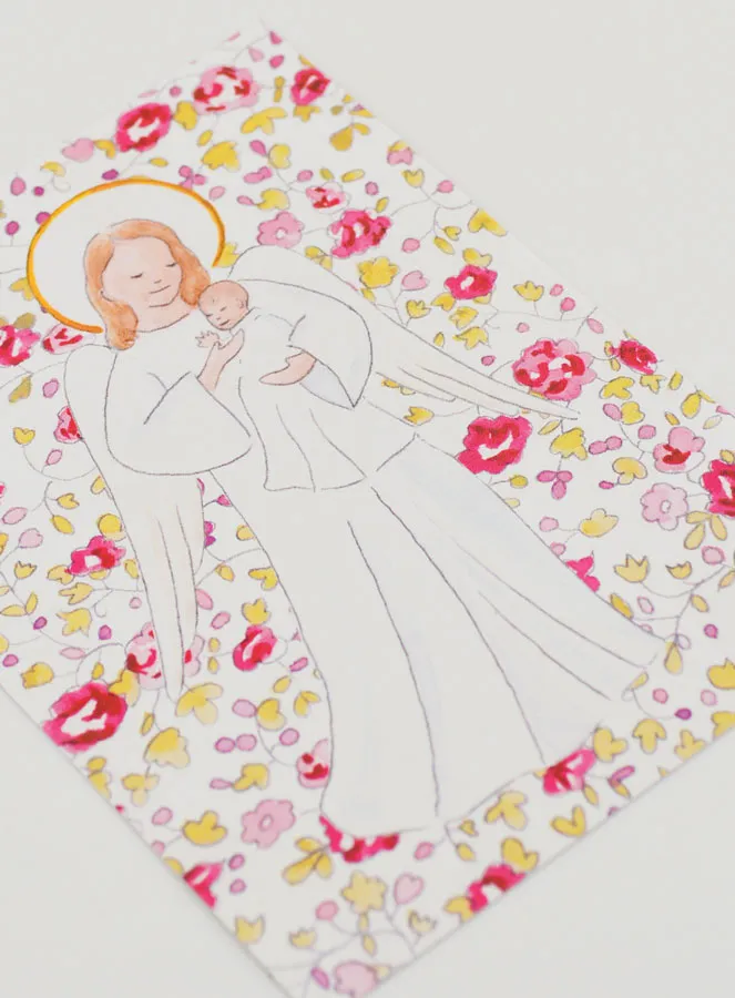 Baptism Card - Protective Guardian Angel - Pink. (pic 3)
