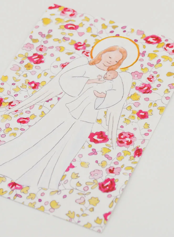 Baptism Card - Protective Guardian Angel - Pink. (pic 4)