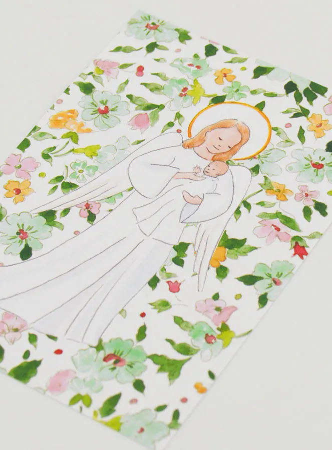 Baptism Card - Protective Guardian Angel - Green (pic 4)