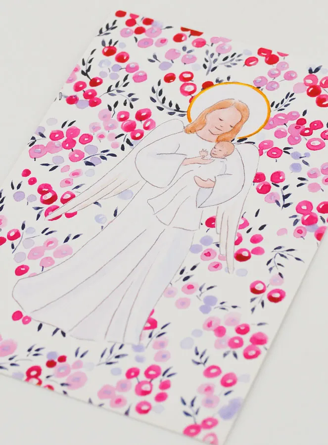 Baptism Card - Protective Guardian Angel - Fushia Currants (pic 4)