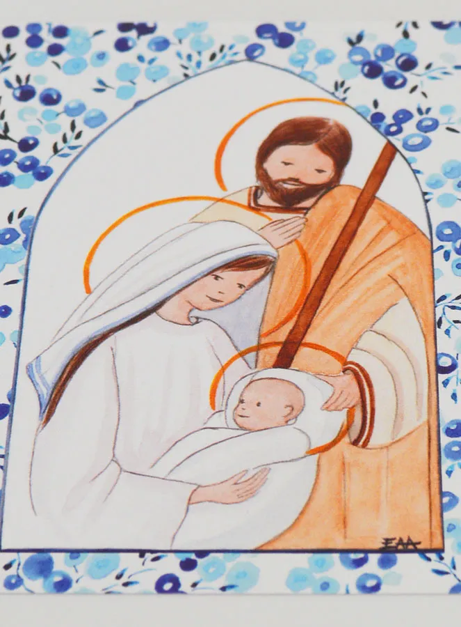 Baptism Card - Holy Family - Blue (pic 2)
