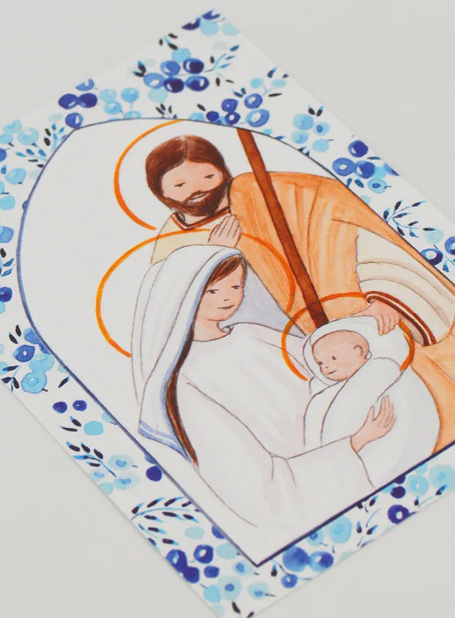 Baptism Card - Holy Family - Blue (pic 3)