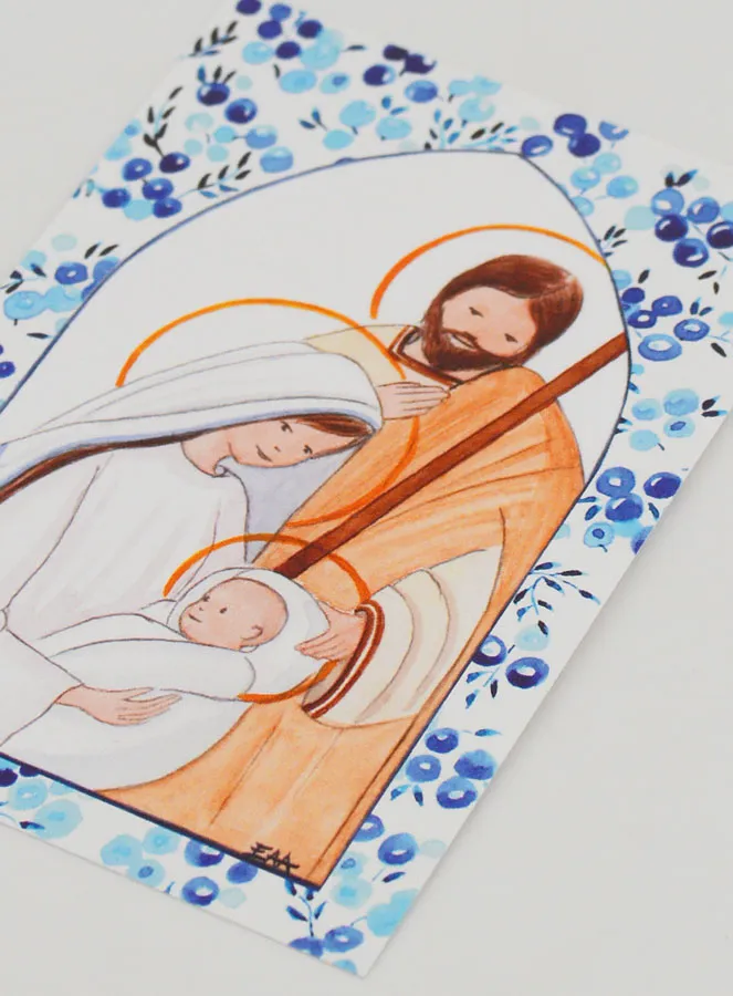 Baptism Card - Holy Family - Blue (pic 4)