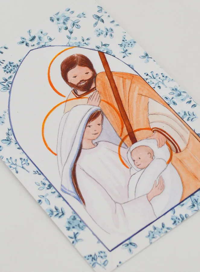 Baptism Card - Holy Family - Blue Roses (pic 3)