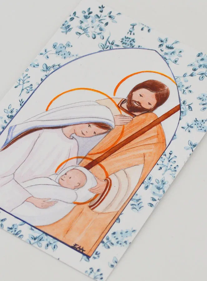 Baptism Card - Holy Family - Blue Roses (pic 4)