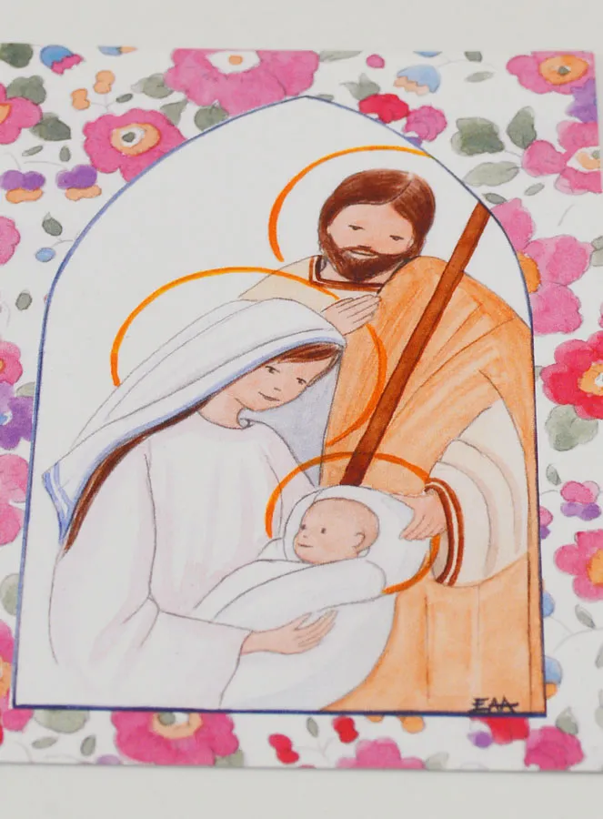 Baptism Card - Holy Family - Pink Icon (pic 2)