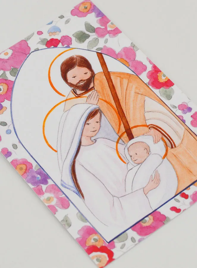 Baptism Card - Holy Family - Pink Icon (pic 3)