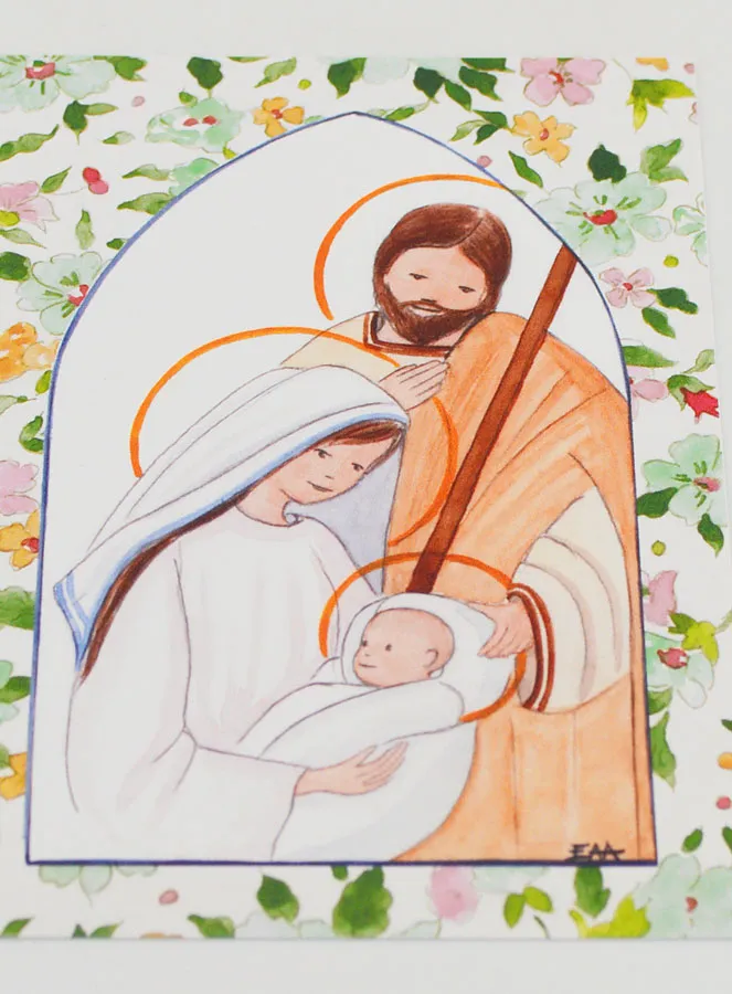 Baptism Card - Holy Family - Green (pic 2)