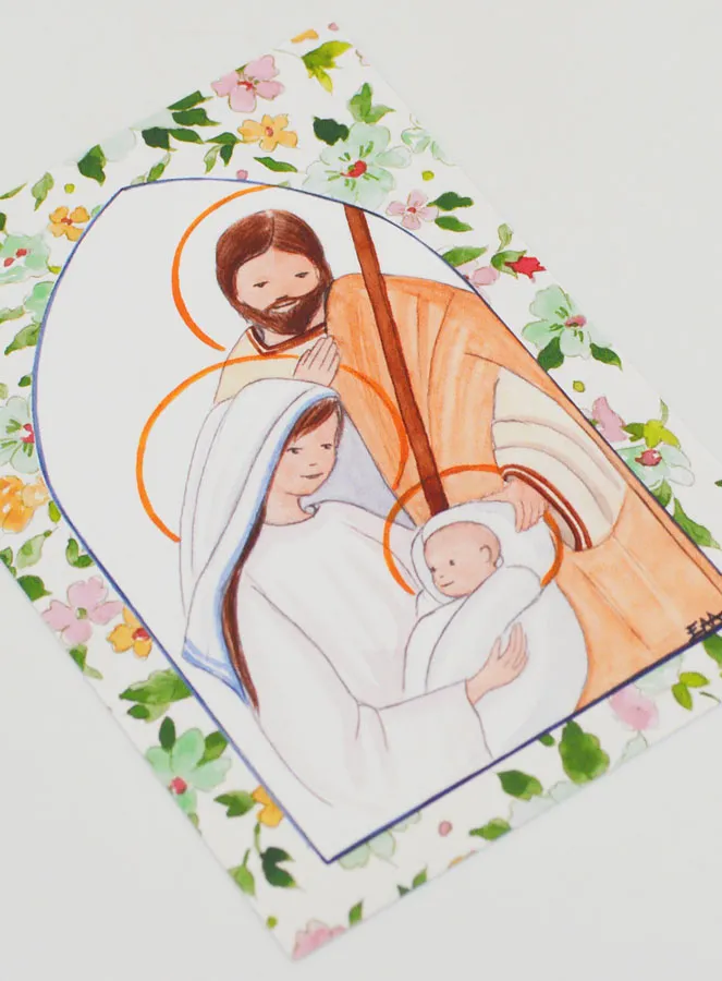 Baptism Card - Holy Family - Green (pic 3)