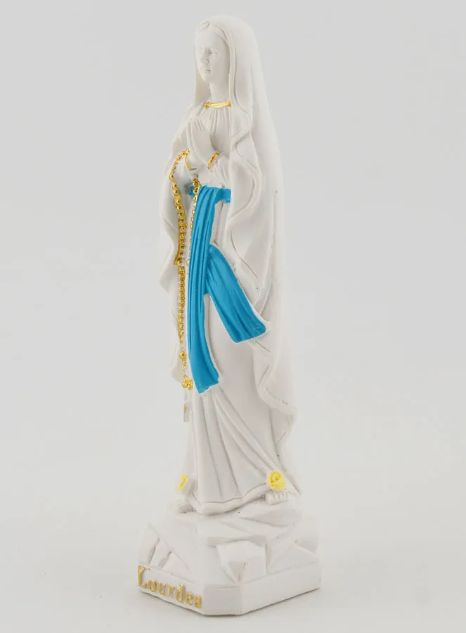 Our Lady of Lourdes with Gold Rosary Virgin Mary Statue - 10 cm (pic 2)